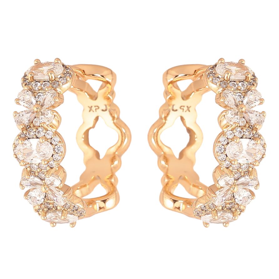 Серьги Xuping цвет Позолота 18К колечки "Инкрустация кристаллами" фото №1