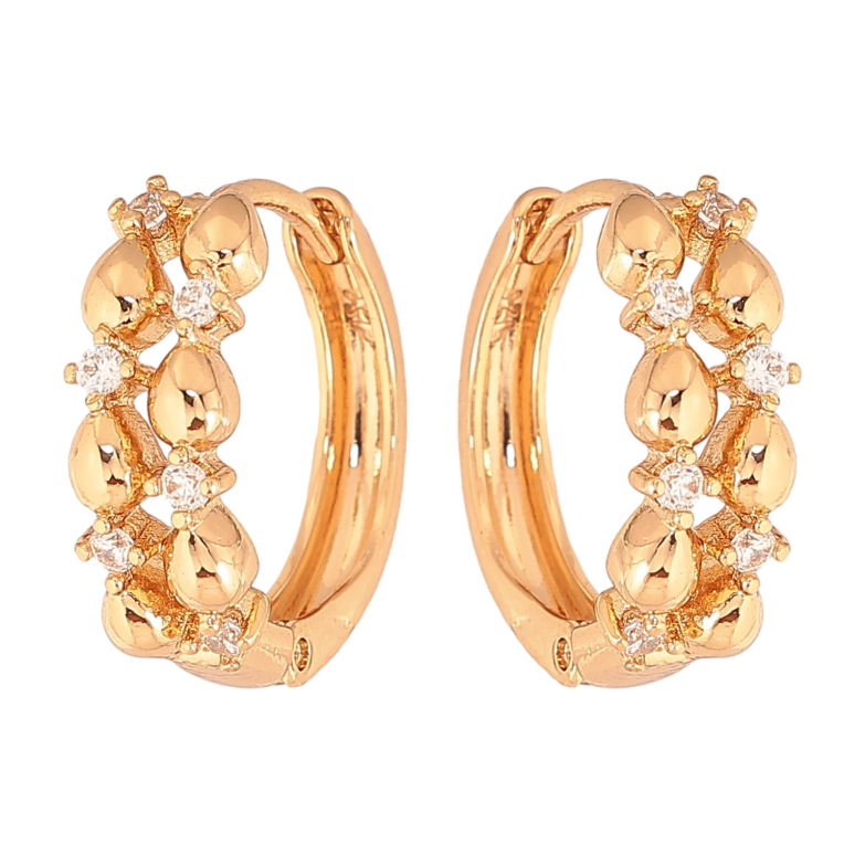 Сережки Xuping колір Позолота 18К колечка "Візерунок з кристалами" фото №1