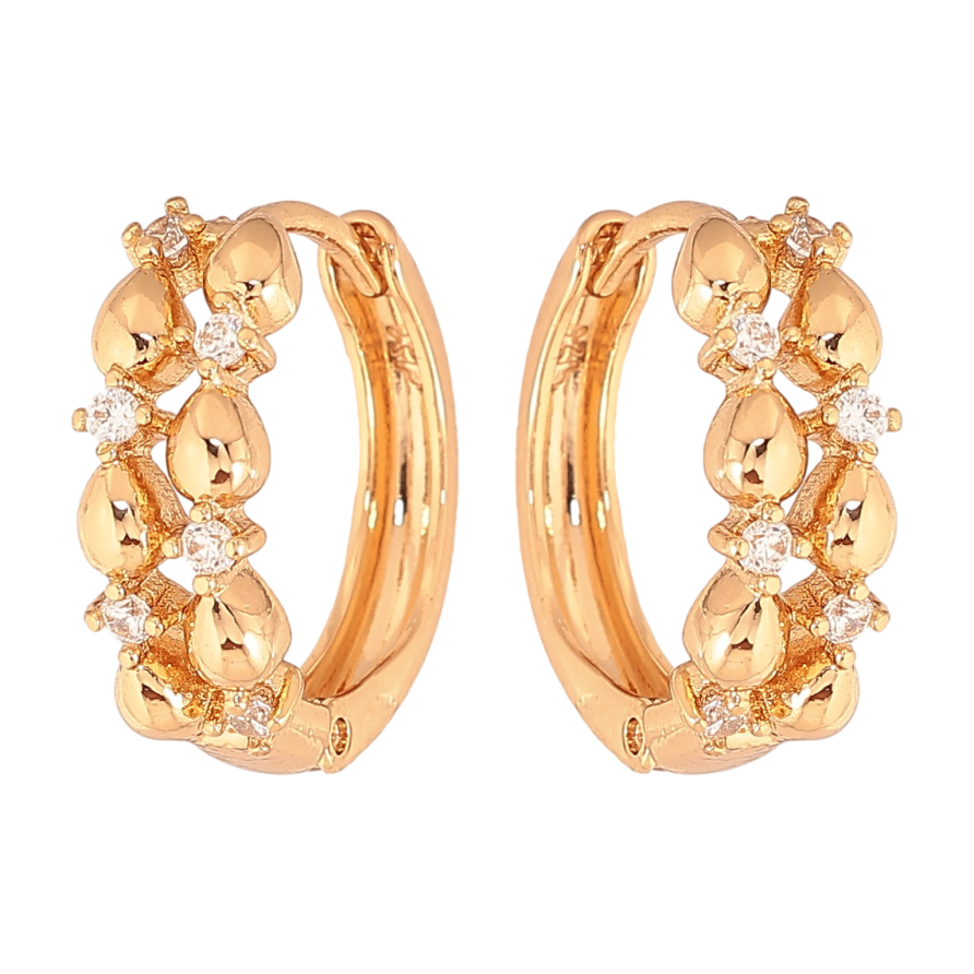 Сережки Xuping колір Позолота 18К колечка "Візерунок з кристалами" фото №1