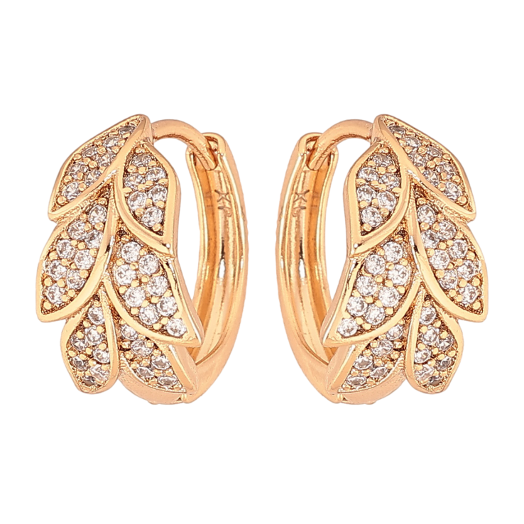 Серьги Xuping цвет Позолота 18К колечки "Веточки с кристаллами" фото №16