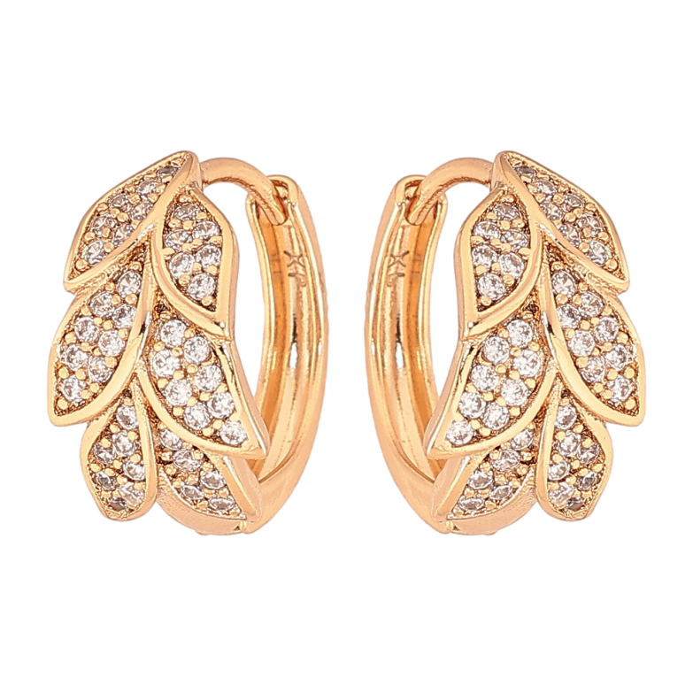 Серьги Xuping цвет Позолота 18К колечки "Веточки с кристаллами" фото №8