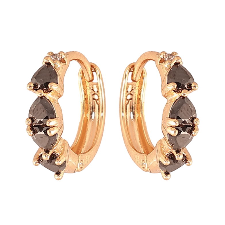 Серьги Xuping цвет Позолота 18К колечки "Дорожки черных кристальных сердечек" фото №2 Серьги Xuping цвет Позолота 18К колечки "Дорожки черных кристальных сердечек" фото №2