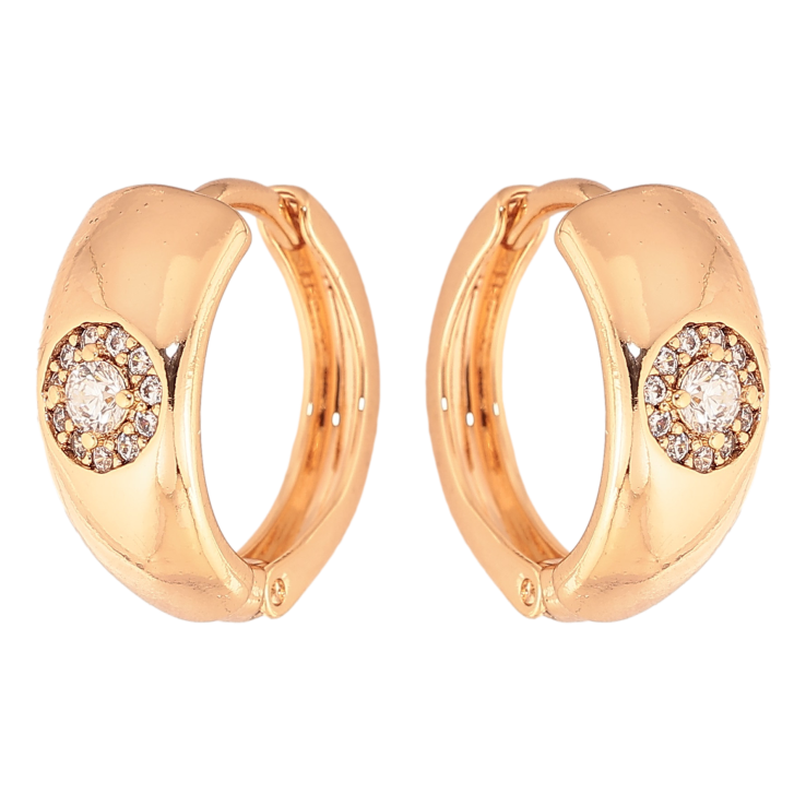 Сережки Xuping колір Позолота 18K колечка "Візерунок з кристалами" фото №5 Сережки Xuping колір Позолота 18K колечка "Візерунок з кристалами" фото №5