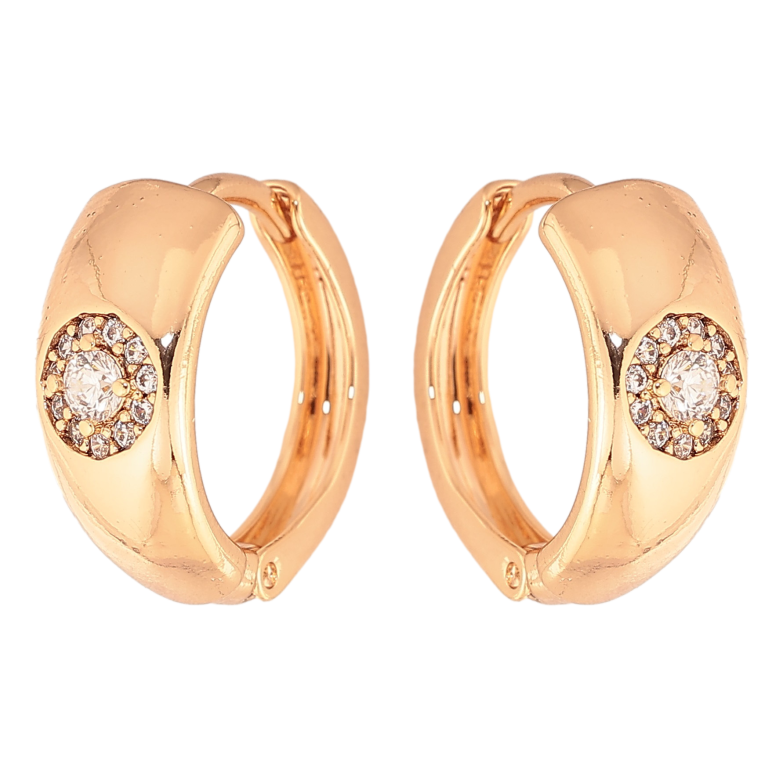 Сережки Xuping колір Позолота 18K колечка "Візерунок з кристалами" фото №1
