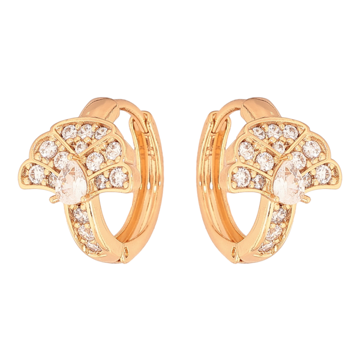 Сережки Xuping колір Позолота 18К колечка "Візерунок з кристалами" фото №3