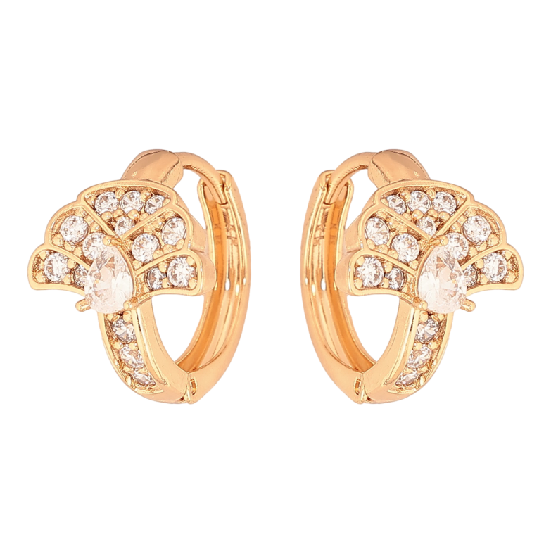 Сережки Xuping колір Позолота 18К колечка "Візерунок з кристалами" фото №1