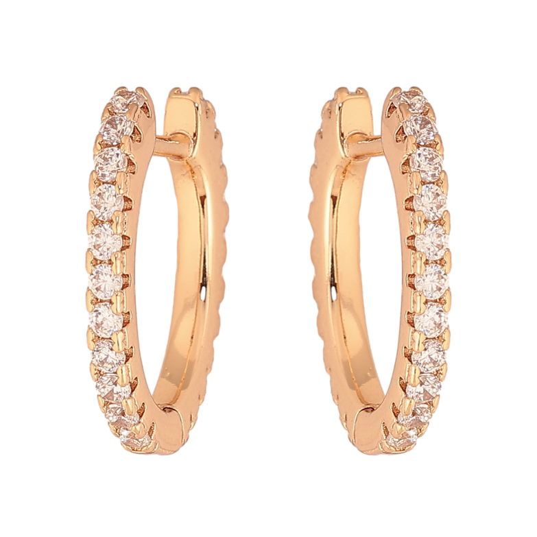 Сережки Xuping колір Позолота 18К колечка "Дорожки кристалів" фото №1