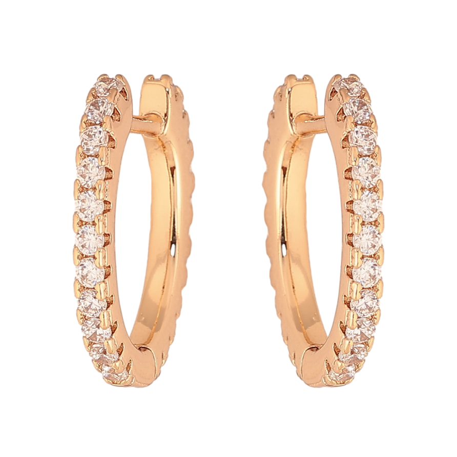 Сережки Xuping колір Позолота 18К колечка "Дорожки кристалів" фото №1