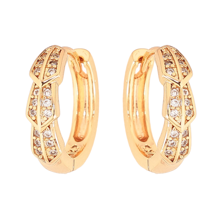 Сережки Xuping колір Позолота 18К колечка "Візерунок з кристалами" фото №25 Сережки Xuping колір Позолота 18К колечка "Візерунок з кристалами" фото №25