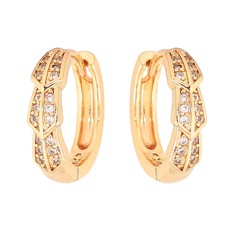 Сережки Xuping колір Позолота 18К колечка "Візерунок з кристалами" фото №1