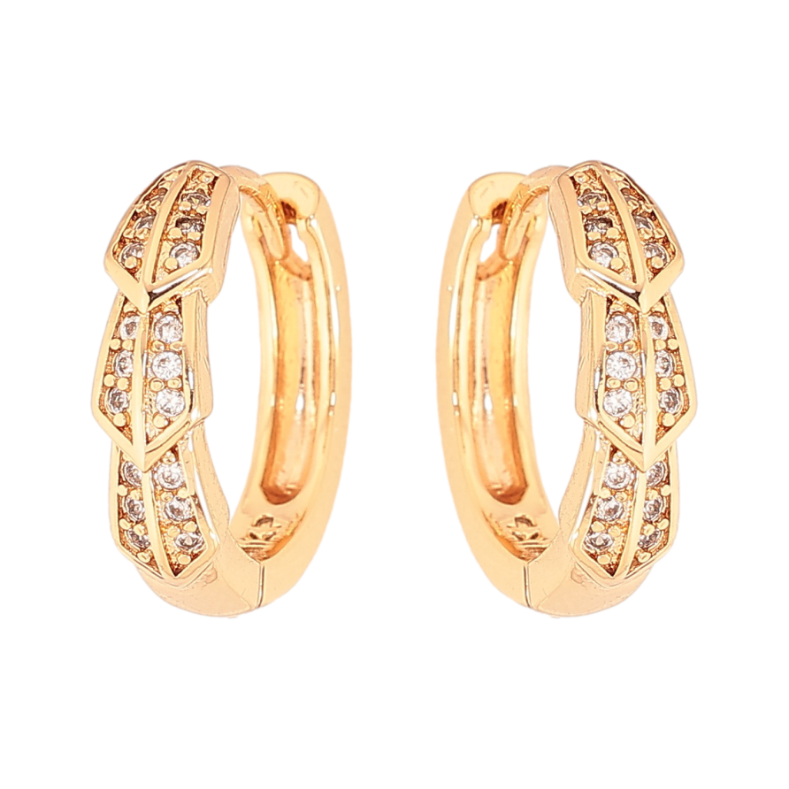 Сережки Xuping колір Позолота 18К колечка "Візерунок з кристалами" фото №1