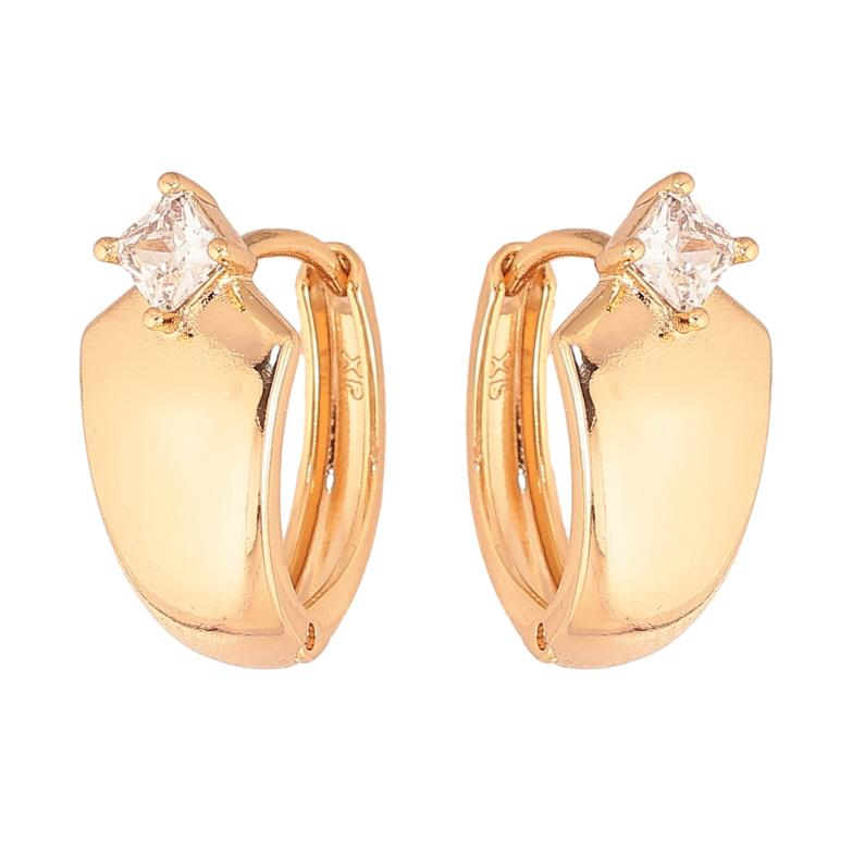 Серьги Xuping цвет Позолота 18K колечки "Узор с кристаллами" фото №1