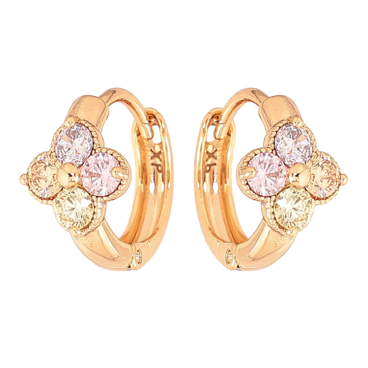 Серьги Xuping цвет Позолота 18К колечки "Цветочки из разноцветных кристаллов" фото №25