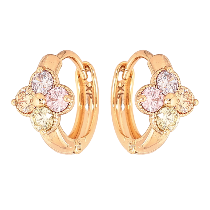 Серьги Xuping цвет Позолота 18К колечки "Цветочки из разноцветных кристаллов" фото №1 Серьги Xuping цвет Позолота 18К колечки "Цветочки из разноцветных кристаллов" фото №1