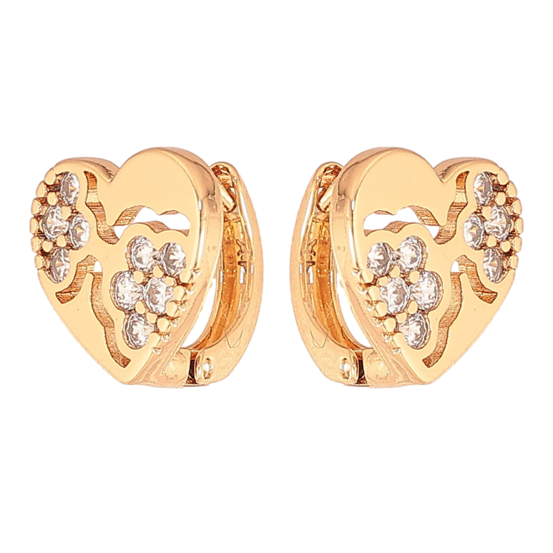 Серьги Xuping цвет Позолота 18К колечки "Сердечки с узором кристаллами" фото №1 Серьги Xuping цвет Позолота 18К колечки "Сердечки с узором кристаллами" фото №1