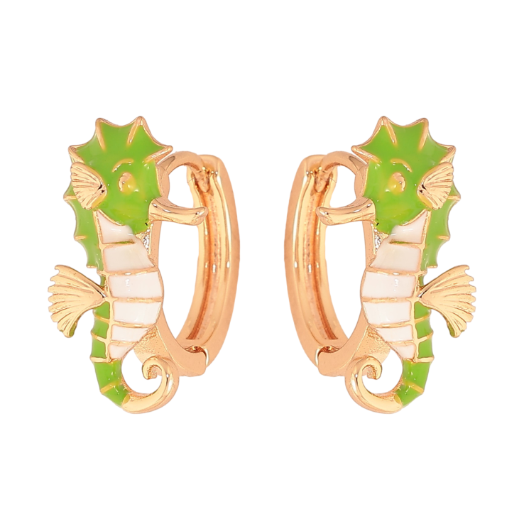 Сережки Xuping колір Позолота 18К колечка "Морський коник" фото №3