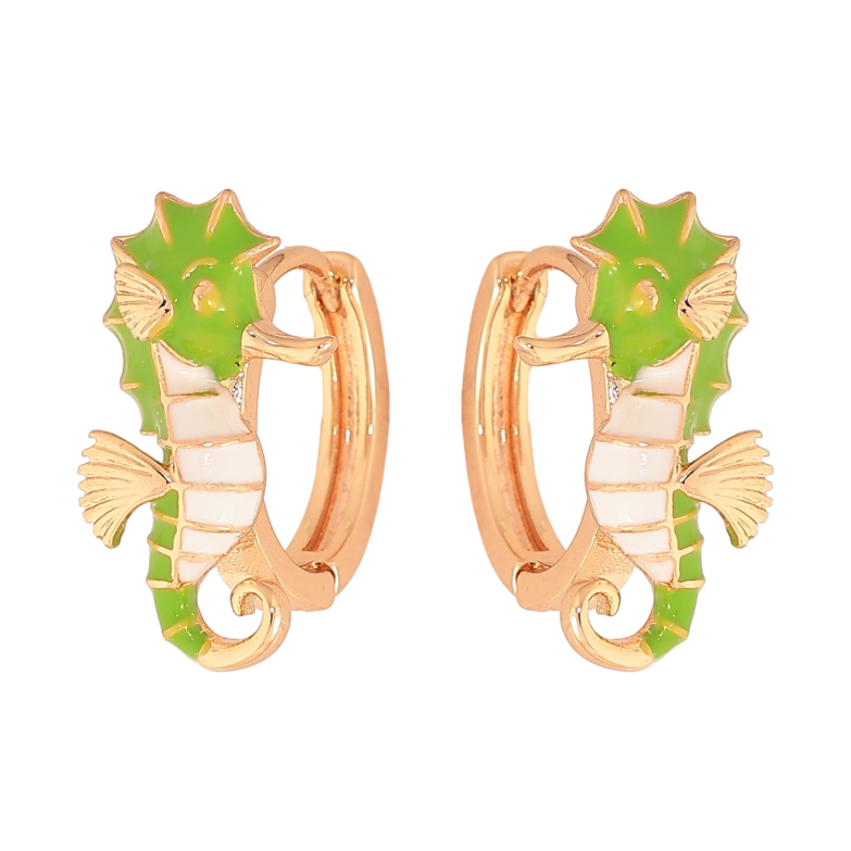 Серьги Xuping цвет Позолота 18К колечки "Морской конек" фото №1