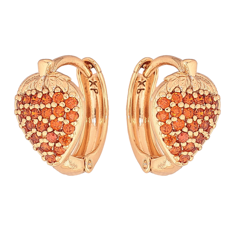 Серьги Xuping цвет Позолота 18К колечки "Клубнички с оранжевыми кристаллами" фото №1 Серьги Xuping цвет Позолота 18К колечки "Клубнички с оранжевыми кристаллами" фото №1
