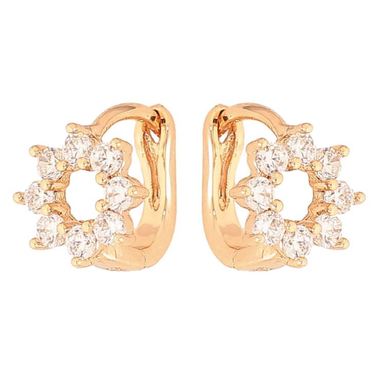 Сережки Xuping колір Позолота 18К колечка "Кришталеві кільця" фото №5