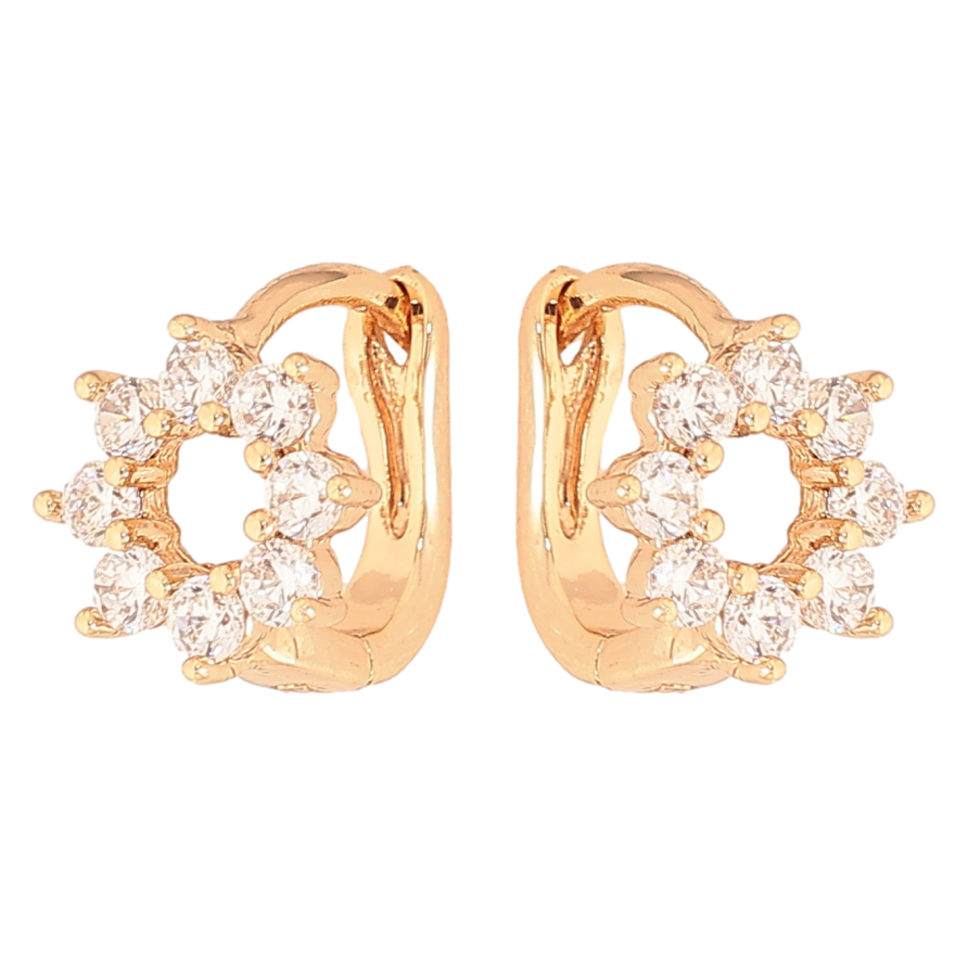 Сережки Xuping колір Позолота 18К колечка "Кришталеві кільця" фото №1 Сережки Xuping колір Позолота 18К колечка "Кришталеві кільця" фото №1