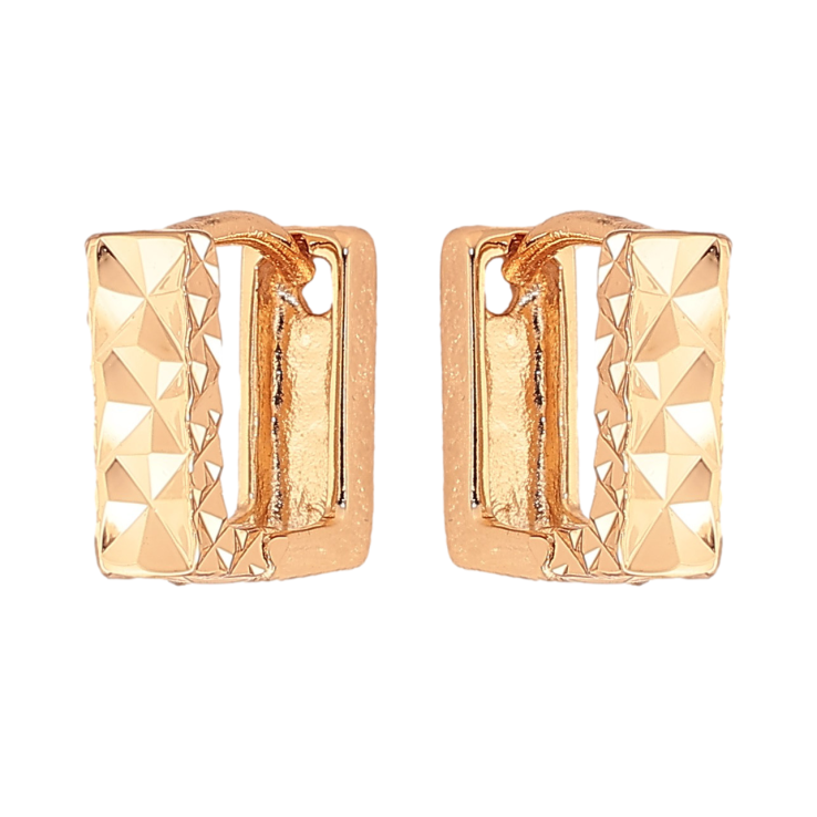 Серьги Xuping цвет Позолота 18К колечки "Прямоугольные с узором" фото №5