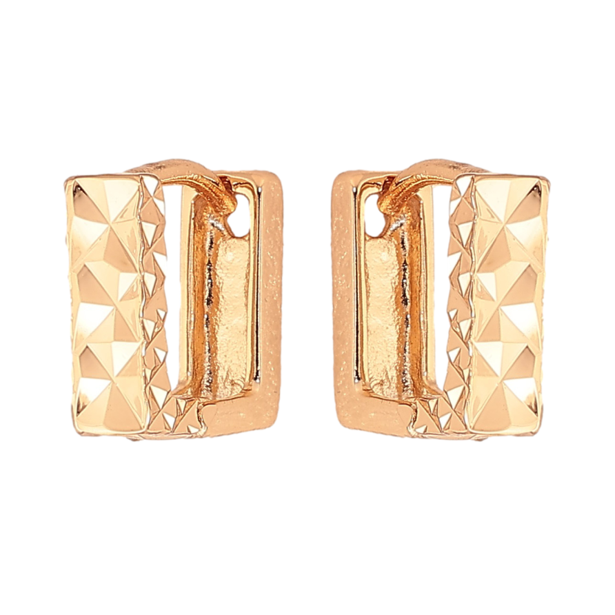 Серьги Xuping цвет Позолота 18К колечки "Прямоугольные с узором" фото №1