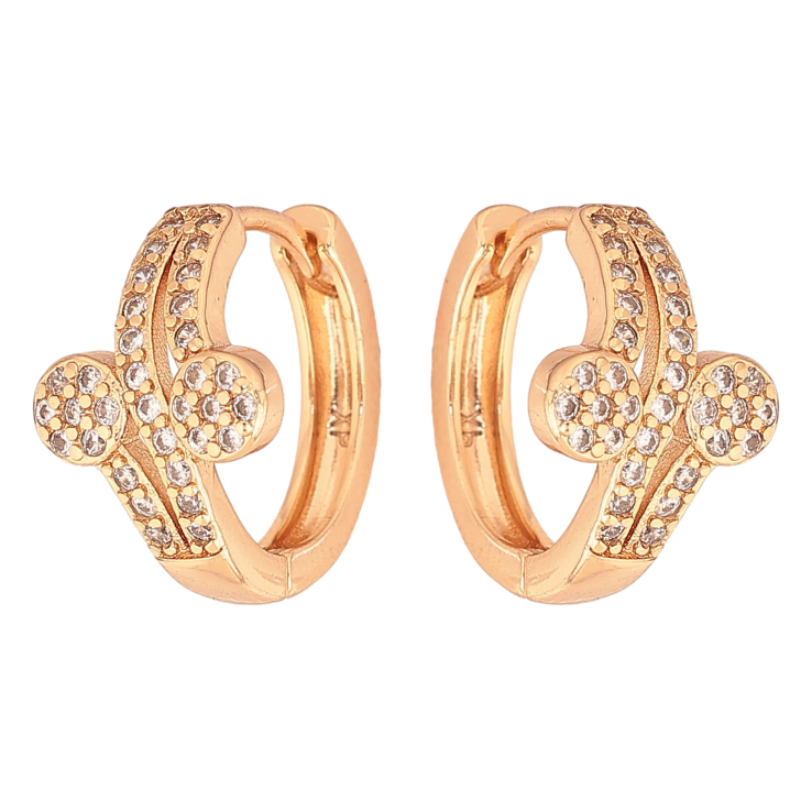 Серьги Xuping цвет Позолота 18К колечки "Узор с кристаллами" фото №20