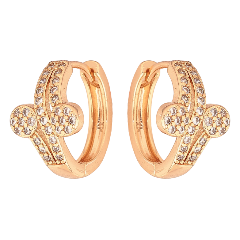 Серьги Xuping цвет Позолота 18К колечки "Узор с кристаллами" фото №1