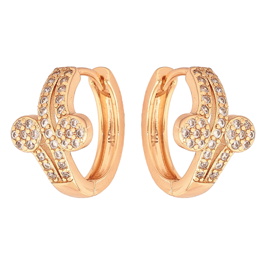 Серьги Xuping цвет Позолота 18К колечки "Узор с кристаллами" фото №1