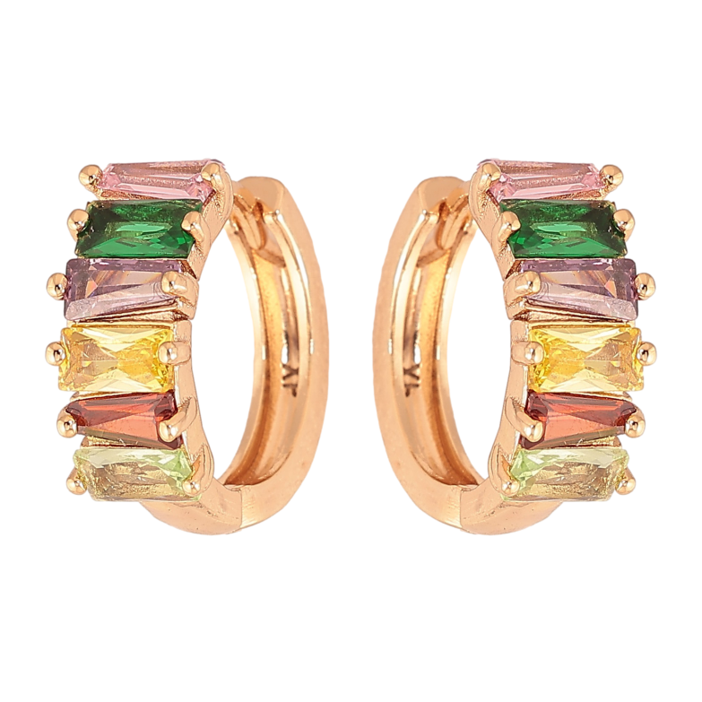 Сережки Xuping колір Позолота 18К колечка "Доріжки різнокольорових кристалів" фото №1 Сережки Xuping колір Позолота 18К колечка "Доріжки різнокольорових кристалів" фото №1