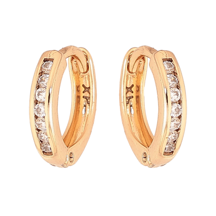 Серьги Xuping цвет Позолота 18К колечки "Дорожки кристаллов" фото №5