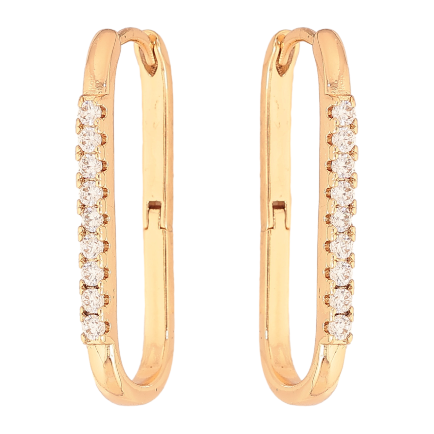 Серьги Xuping цвет Позолота 18К колечки "Дорожки кристаллов" фото №1