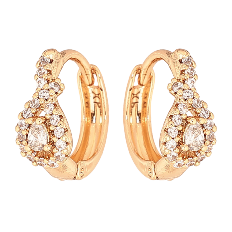 Серьги Xuping цвет Позолота 18К колечки "Узор с кристаллами" фото №22