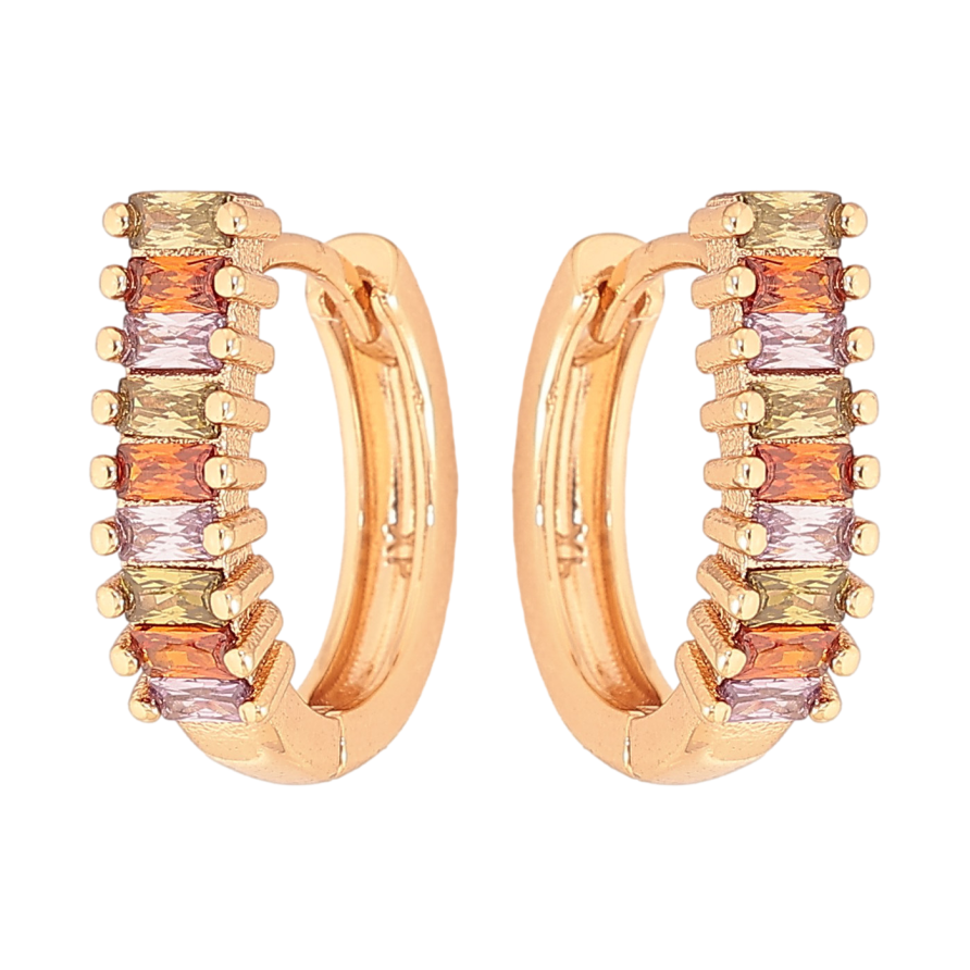 Серьги Xuping цвет Позолота 18К колечки "Дорожки цветных кристаллов" фото №1 Серьги Xuping цвет Позолота 18К колечки "Дорожки цветных кристаллов" фото №1