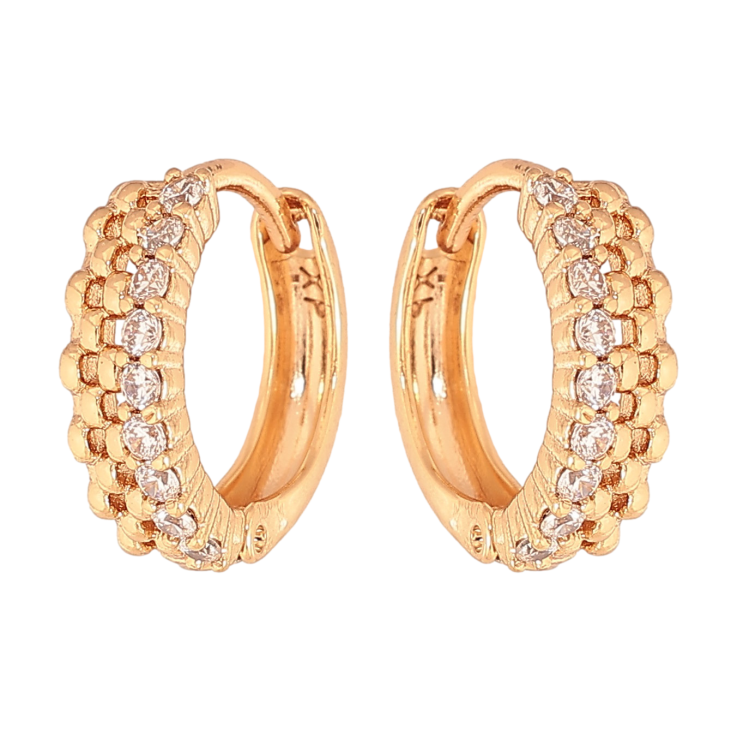 Сережки Xuping колір Позолота 18К колечка "Візерунок з кристалами" фото №10