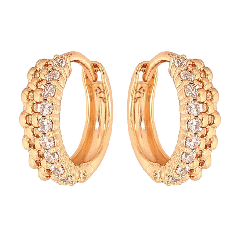 Сережки Xuping колір Позолота 18К колечка "Візерунок з кристалами" фото №1