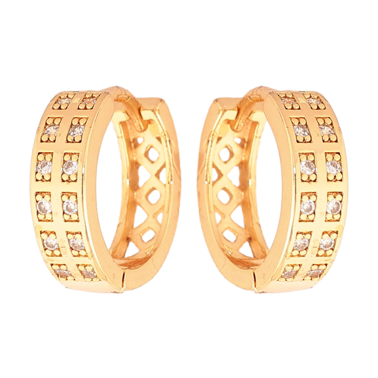 Сережки Xuping колір Позолота 18К колечка "Візерунок з кристалами" фото №9