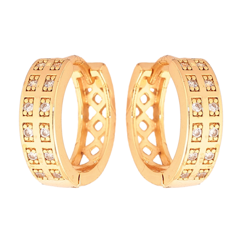 Сережки Xuping колір Позолота 18К колечка "Візерунок з кристалами" фото №1