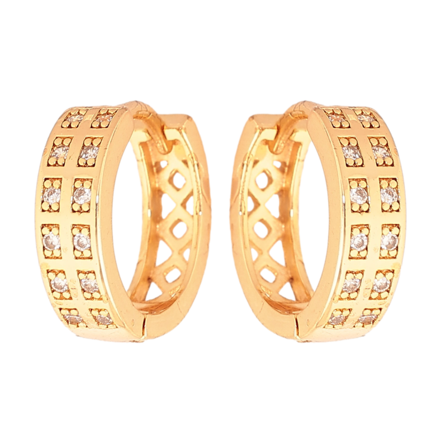 Сережки Xuping колір Позолота 18К колечка "Візерунок з кристалами" фото №1