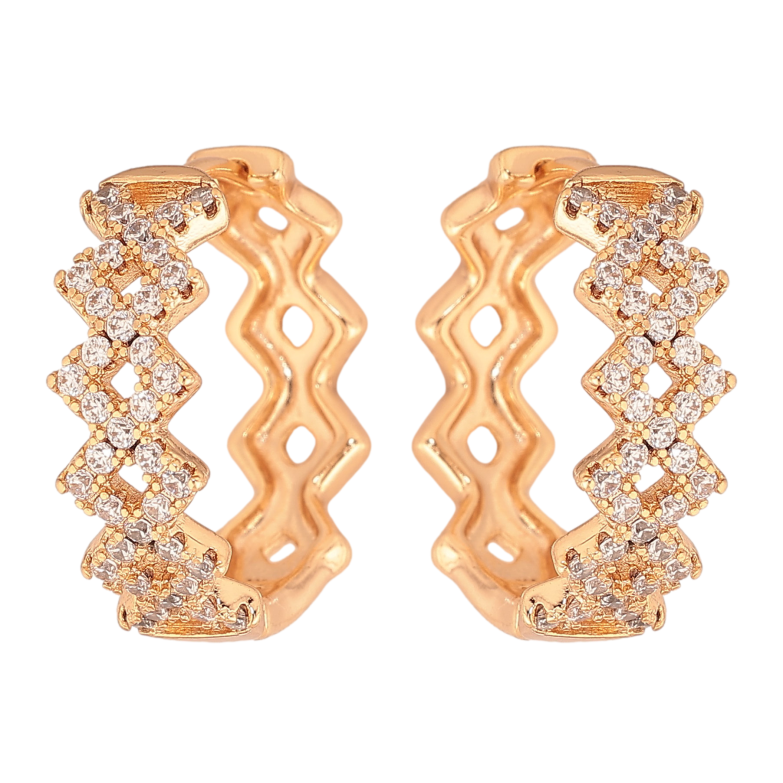 Серьги Xuping цвет Позолота 18К колечки "Узор с кристаллами" фото №1 Серьги Xuping цвет Позолота 18К колечки "Узор с кристаллами" фото №1