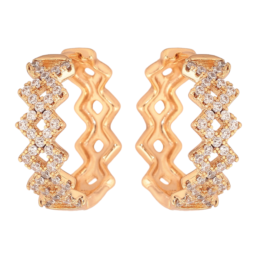 Серьги Xuping цвет Позолота 18К колечки "Узор с кристаллами" фото №1 Серьги Xuping цвет Позолота 18К колечки "Узор с кристаллами" фото №1