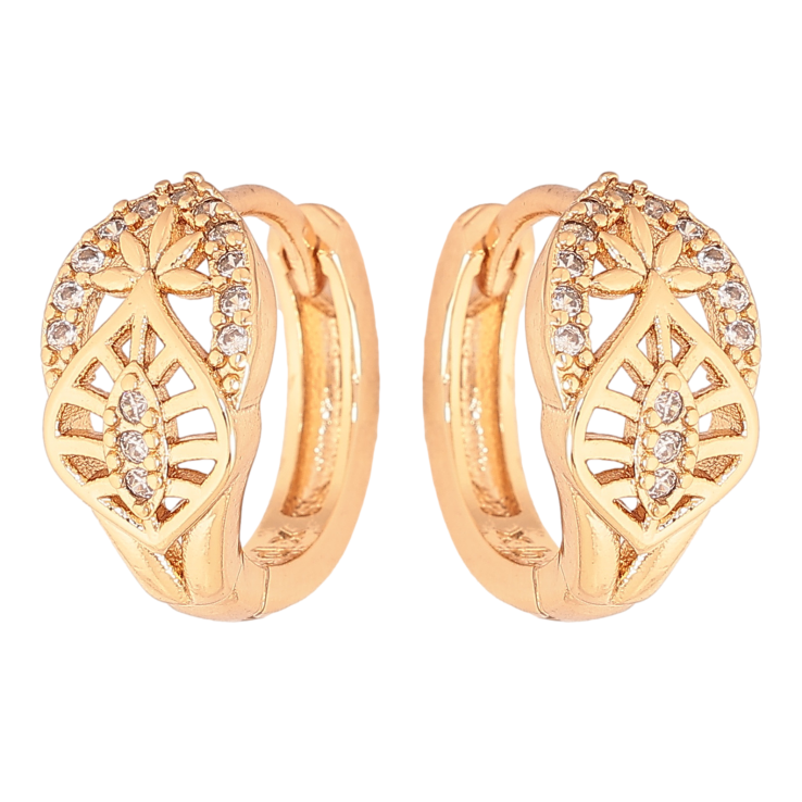 Серьги Xuping цвет Позолота 18К колечки "Узор с кристаллами" фото №17