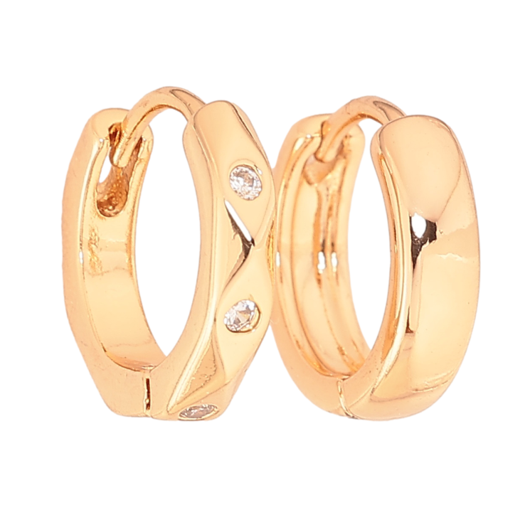 Сережки Xuping колір Позолота 18К колечка "Асиметричні з кристалами" фото №11