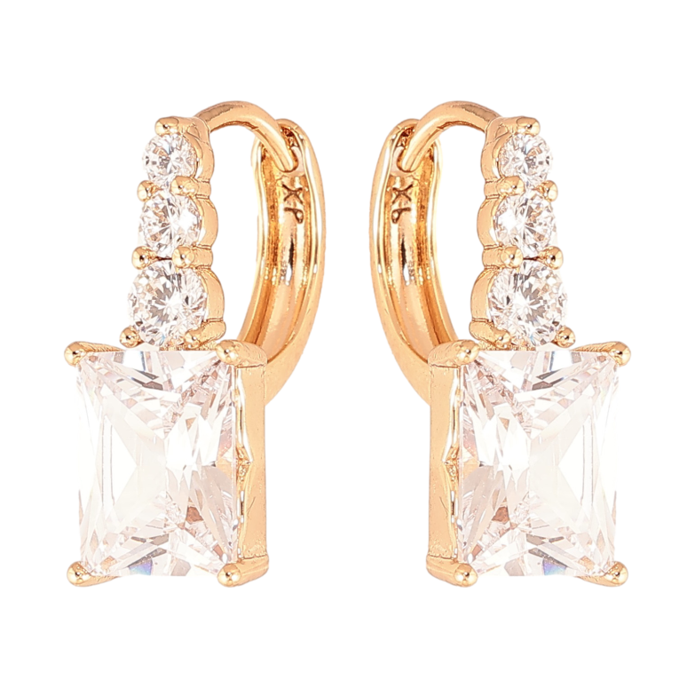 Сережки Xuping колір Позолота 18K колечка "Візерунок з кристалами" фото №1