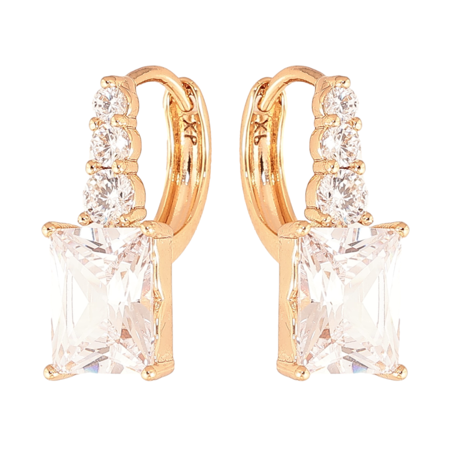 Сережки Xuping колір Позолота 18K колечка "Візерунок з кристалами" фото №1