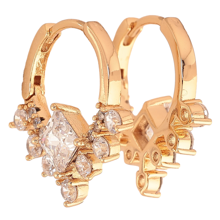 Сережки Xuping колір Позолота 18K колечка "Бічний візерунок з кристалами" фото №13 Сережки Xuping колір Позолота 18K колечка "Бічний візерунок з кристалами" фото №13