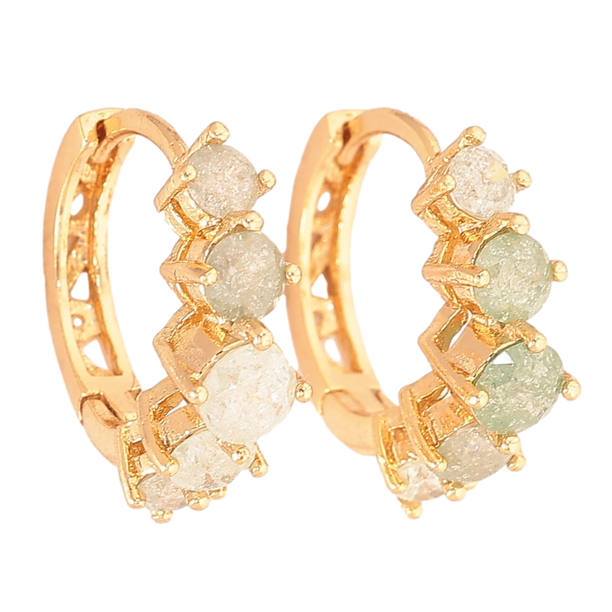 Сережки Xuping колір Позолота 18К колечка "Доріжки кристалів" Різний відтінок кристалів! фото №1