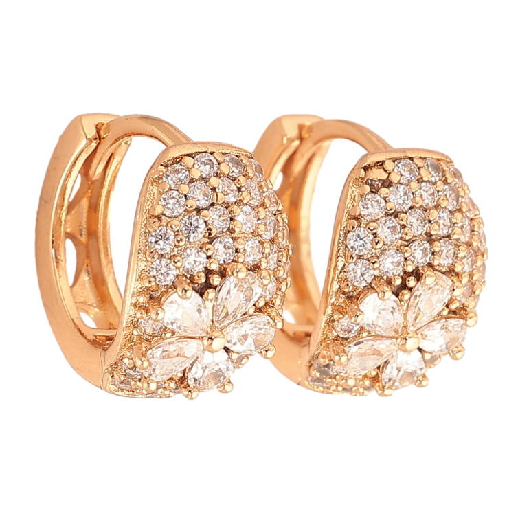 Сережки Xuping колір Позолота 18К колечка "Квітковий візерунок з кристалами" фото №24