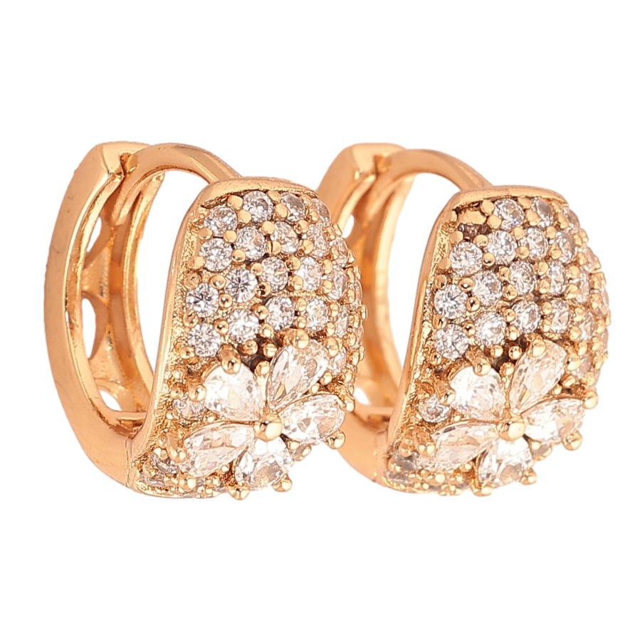 Сережки Xuping колір Позолота 18К колечка "Квітковий візерунок з кристалами" фото №1