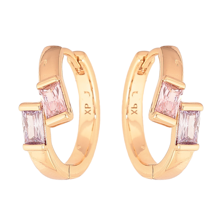 Сережки Xuping колір Позолота 18К колечка "Візерунок з кольоровими кристалами" фото №1